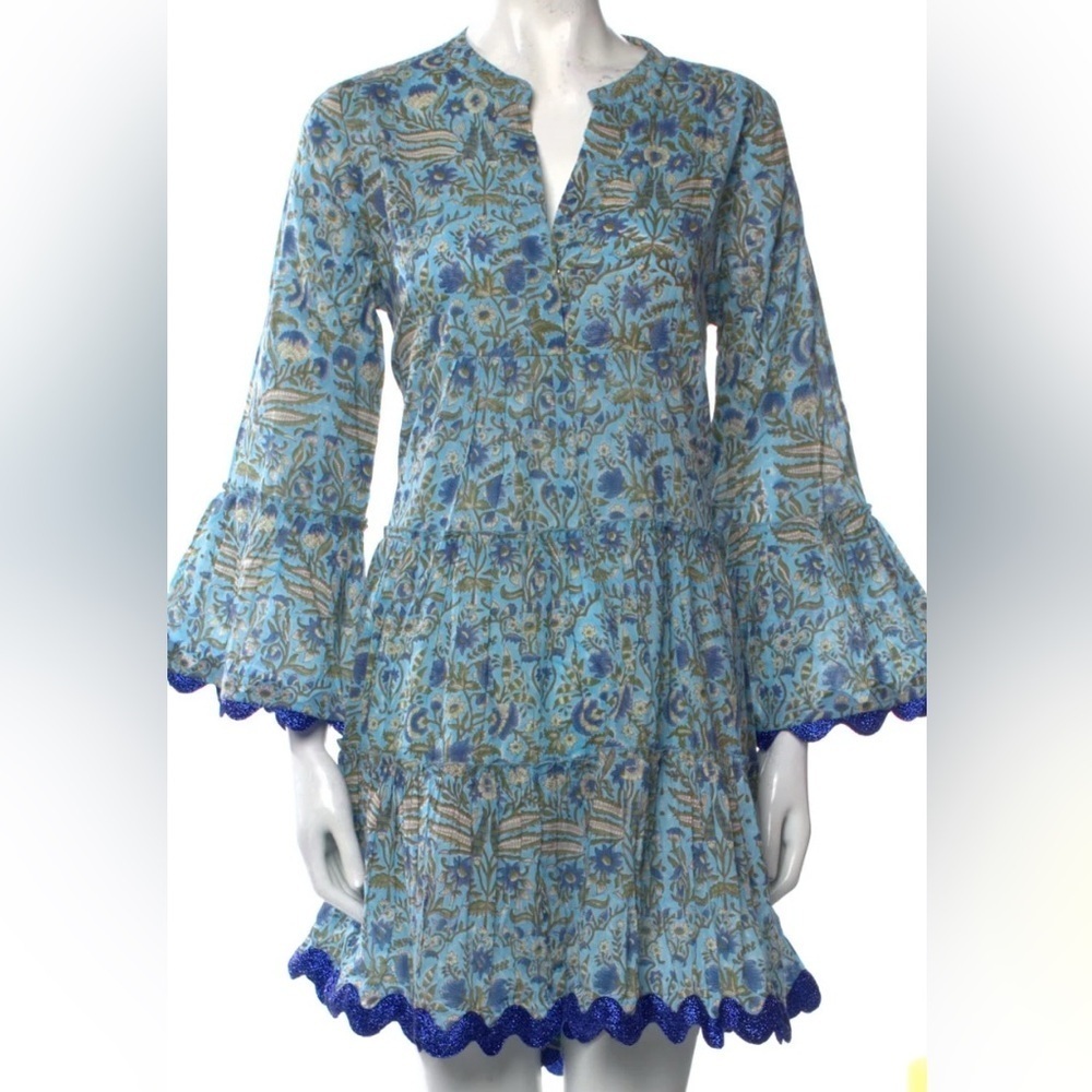 Juliet Dunn Temple floral Flared Sleeve Dress NWT